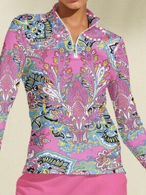 Acegolfs Pretty Pink Paisley Quarter Zip